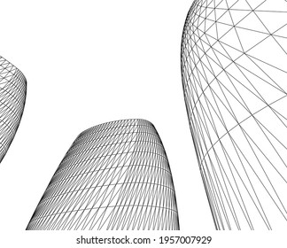 3d drawing of modern architecture