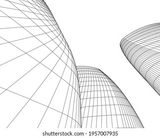 3d drawing of modern architecture