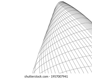 3d drawing of modern architecture