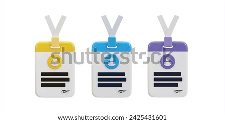 3d driver license, id card, plastic card icon vector illustration set