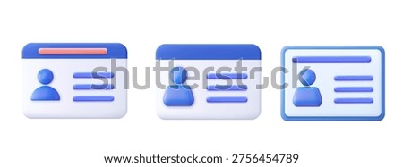 3d Driver license, id card, plastic card, badge icon. 3d rendering. Vector illustration