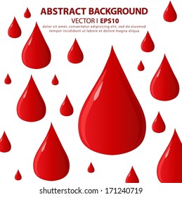3d drop of blood isolated on white background with space for text. Vector EPS 10 illustration.