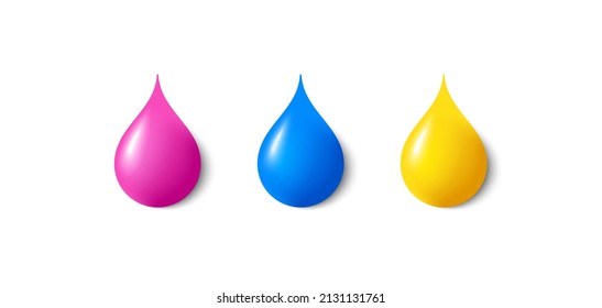 3d drop of ink or oil paint. Smooth liquid acrylic blob icon. Color dye paint. Multicolored pigmented acrylic liquid. 3d blob of watercolor paint. Vibrant artistic dye. Vector