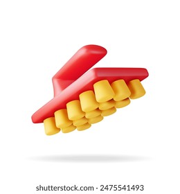 3D dry hand cleaning brush isolated. Render dry cleaning brush icon. House cleaning equipment. Household accessories. Realistic vector illustration