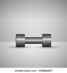 3d dumbbell on grey background. Vector illustration.