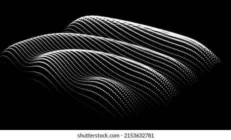 3d dynamic node of big data dots science. Wave infinity sinusoid line from particles. Swirl hill electric neon bulge topology. Vibrate waveform drum music background. Sea research science drip drop