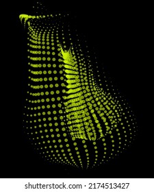 3d dynamic node of big data dots science. Wave infinity sinusoid line from particles. Swirl hill electric neon bulge explosion. Vibrate waveform sphere background. Flower research science net drip.