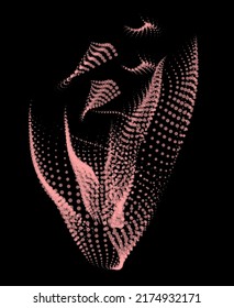 3d dynamic node of big data dots science. Wave infinity sinusoid line from particles. Swirl hill electric neon bulge explosion. Vibrate waveform sphere background. Flower research science net drip.