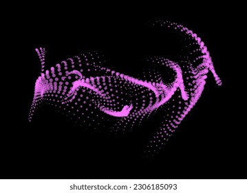 3d dynamic node of big data dots science. Wave infinity sinusoid line from particles. Swirl hill electric neon bulge explosion. Vibrate waveform sphere background. Flower research science net drip.