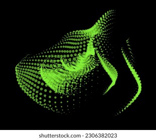 3d dynamic node of big data dots science. Wave infinity sinusoid line from particles. Swirl hill electric neon bulge explosion. Vibrate waveform sphere background. Flower research science net drip.