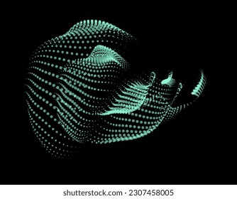 3d dynamic node of big data dots science. Wave infinity sinusoid line from particles. Swirl hill electric neon bulge explosion. Vibrate waveform sphere background. Flower research science net drip.