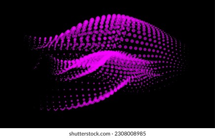 3d dynamic node of big data dots science. Wave infinity sinusoid line from particles. Swirl hill electric neon bulge explosion. Vibrate waveform sphere background. Flower research science net drip.