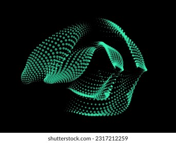 3d dynamic node of big data dots science. Wave infinity sinusoid line from particles. Swirl hill electric neon bulge explosion. Vibrate waveform sphere background. Flower research science net drip.