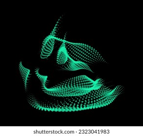 3d dynamic node of big data dots science. Wave infinity sinusoid line from particles. Swirl hill electric neon bulge explosion. Vibrate waveform sphere background. Flower research science net drip.
