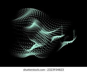 3d dynamic node of big data dots science. Wave infinity sinusoid line from particles. Swirl hill electric neon bulge explosion. Vibrate waveform sphere background. Flower research science net drip.