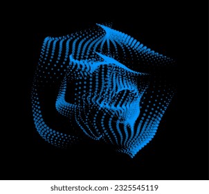 3d dynamic node of big data dots science. Wave infinity sinusoid line from particles. Swirl hill electric neon bulge explosion. Vibrate waveform sphere background. Flower research science net drip.