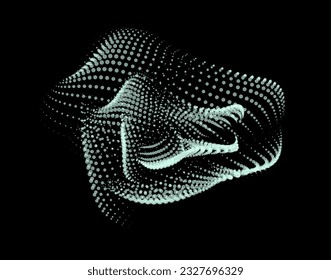 3d dynamic node of big data dots science. Wave infinity sinusoid line from particles. Swirl hill electric neon bulge explosion. Vibrate waveform sphere background. Flower research science net drip.