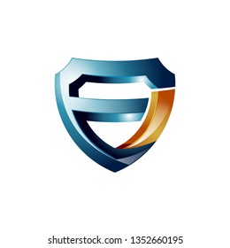 3D E- F Letter Strong Guard Protection Modern Logo