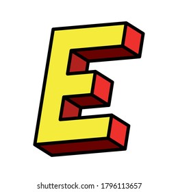 3d e letter design, lettering typography retro and comic theme Vector illustration