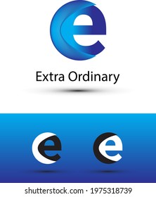 3D e letter logo design template