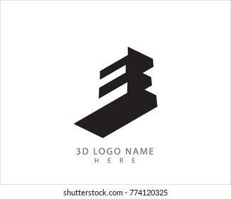 3D E letter vector with white background