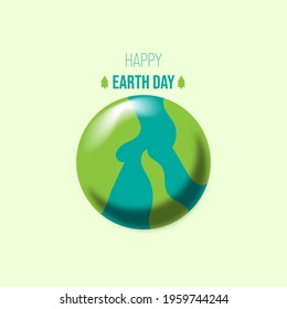 3d earth day with globe and pine