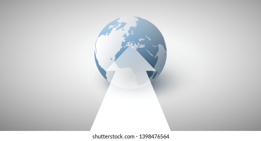 3D Earth Globe Concept Design - Abstract Business or Technology Background with Arrow - Vector Illustration 
