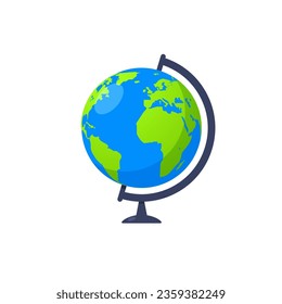 3d earth globe world vector icon. Travel globus cartoon simple illustration geography table desk globe isolated icon