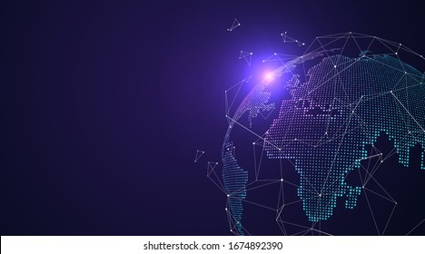 3D earth graphic symbolizing global trade, vector illustration.