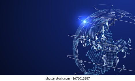 Gráfico 3D de la Tierra que simboliza el comercio global, ilustración vectorial.