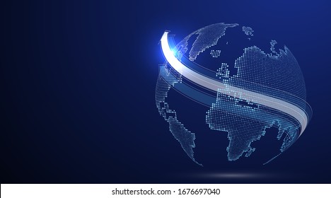 3D Earth Graphic Symbolizing Global Trade, Vector Illustration.