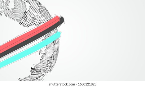 3D earth graphic symbolizing global trade, vector illustration.
