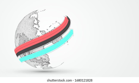 Gráfico 3D de la Tierra que simboliza el comercio global, ilustración vectorial.