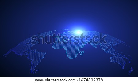 3D earth graphic symbolizing global trade, vector illustration.