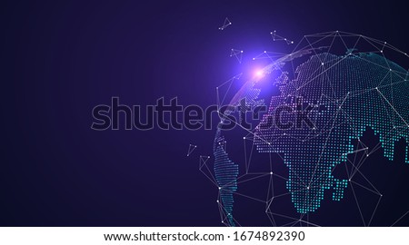 3D earth graphic symbolizing global trade, vector illustration.