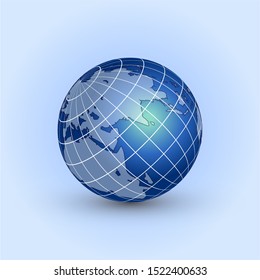 3D  Earth icon. Vector Planet illustration. Bussines bunner. Realistic globe. 