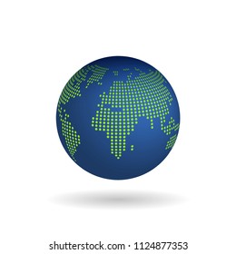 3d earth on white background with shadow