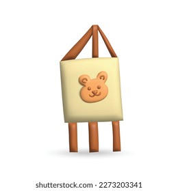 3D easel on white background. Plasticine cartoon style icon. Vector illustration design. 