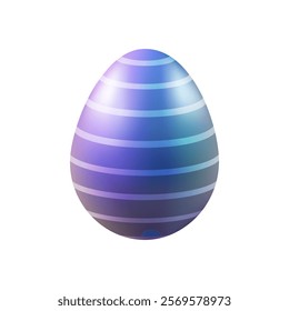 3d easter egg blue, purple, volumetric with stripes, vector