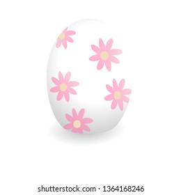 3d easter egg with rosa flowers  on it- on white background