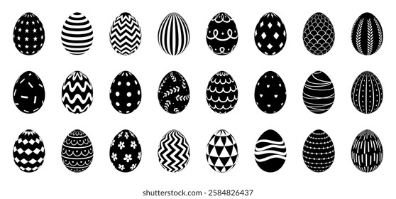 3D Easter egg set, decorated egg icons vector collection