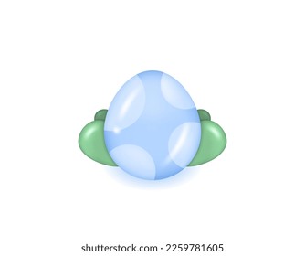 3d Easter eggs. an egg in leaves or in plants. icon or symbol. 3d and realistic illustration concept design. vector elements of easter day