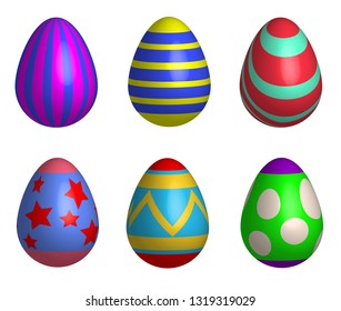 3D easter eggs isolated on white background