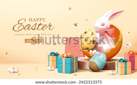 Similar – Image, Stock Photo Easter eggs with delicate gypsophila in a wooden basket