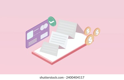 3d Easy contactless payment via smartphone concept. online mobile shopping and payment transaction.on pastel background.3d handmade.3d goal for business, bank, finance, investment, money.
