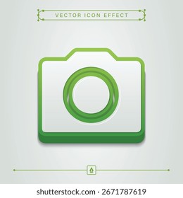 3D Eco Green Camera Icon with Modern Nature Photography Vector Design
