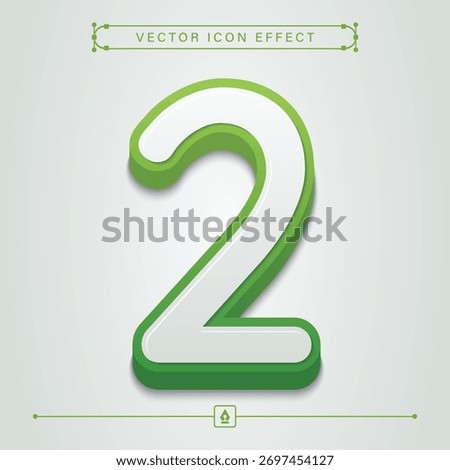 3d eco green number two icon in modern realistic style representing ecology, accessibility, and business support concept for digital illustration