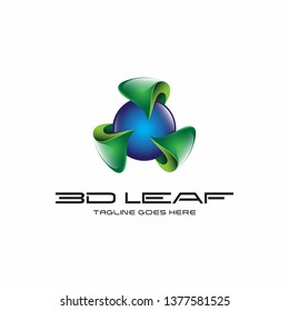 3D Eco Leaf Logo Template