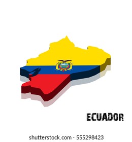 3D Ecuador map and flag