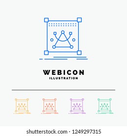 3d, edit, editing, object, resize 5 Color Line Web Icon Template isolated on white. Vector illustration